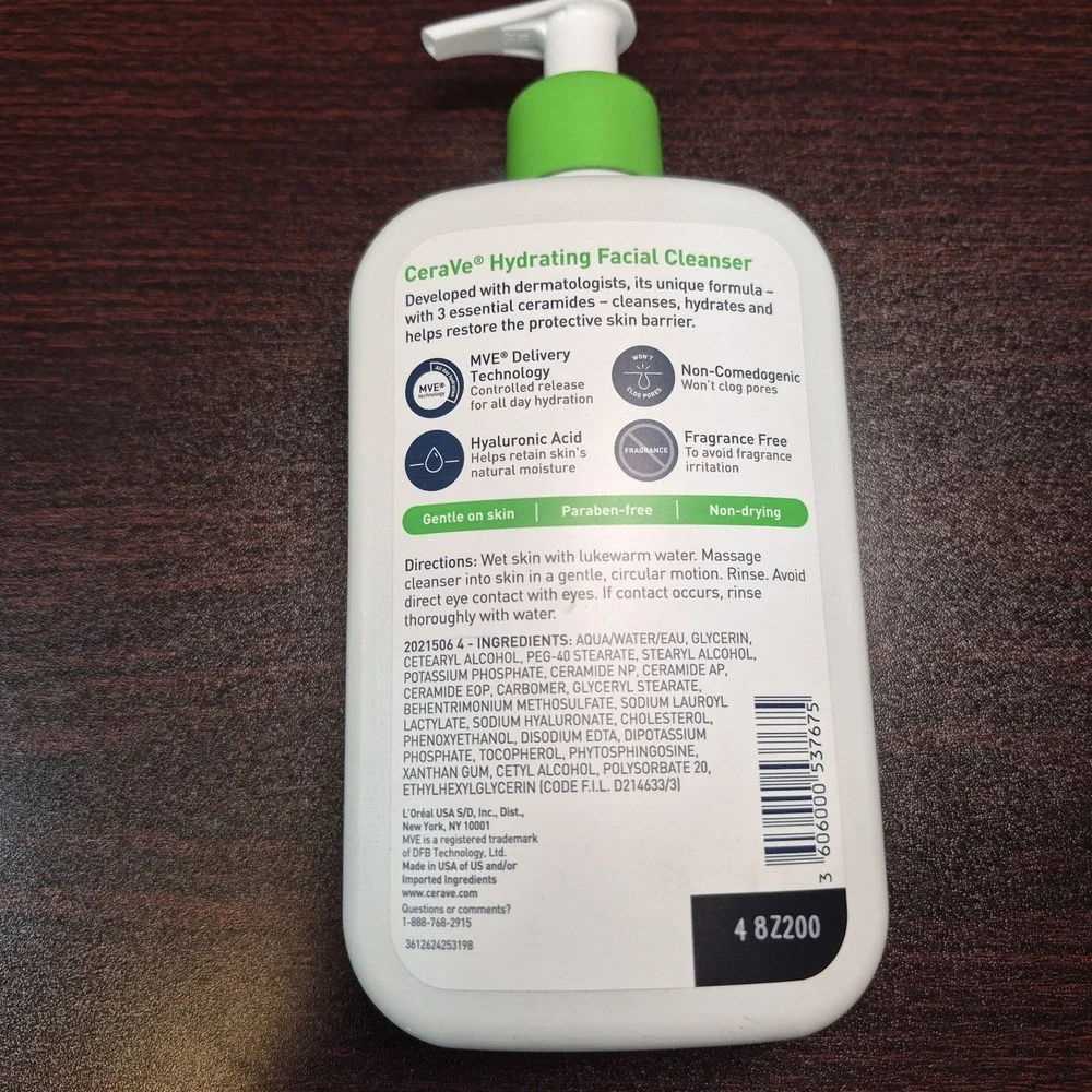 CeraVe Hydrating Facial Cleanser for Normal/Dry Skin Fragrance-Free 16 oz